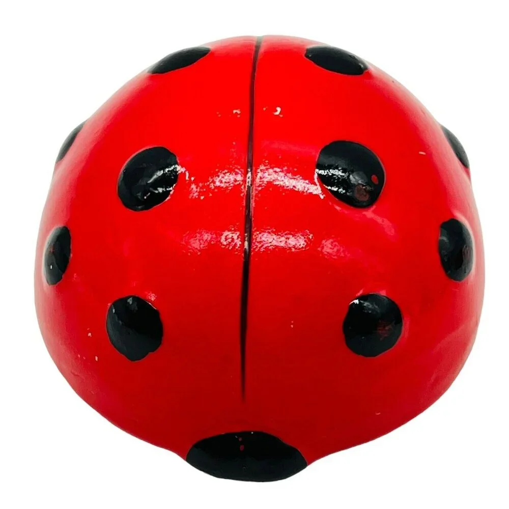 Vintage Ladybug Salt Pepper Shakers Ceramic Japan Red‎ Black 3 inch